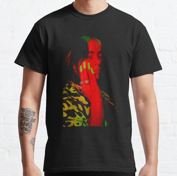 Official Billie Eilish Red Photo Neon Black T-Shirt, Vintage Billie Eilish Shirt, Billie Eilish Tshirt, Vintage 90s Bootleg T-shirt, Billie Eilish Merch Classic T-Shirt RB1210 product Offical billieeilish Merch