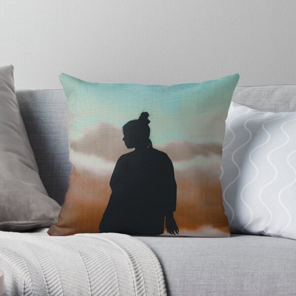 Black Awesome Silhouette Billie Throw Pillow RB1210 product Offical billieeilish Merch