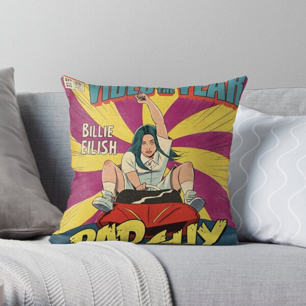 Funny Bad Guy Comics Poster Throw Pillow RB1210 product Offical billieeilish Merch
