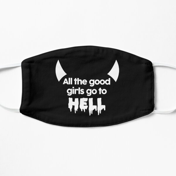 All the good girls go to hell Billie Eilish sticker white Flat Mask RB1210 product Offical billieeilish Merch